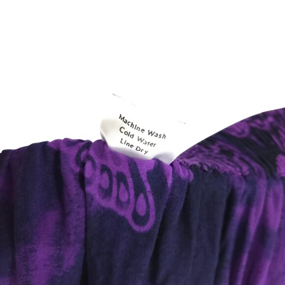 Gone Troppo Skirt Purple Rayon Flowy Travel Tropical Hawaiian Batik Butterfly S - Picture 10 of 11